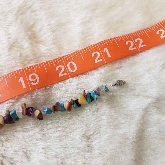 MIXED Semiprecious Gemstone Organic Chip Necklace Blue Purple - Picture 4 of 5